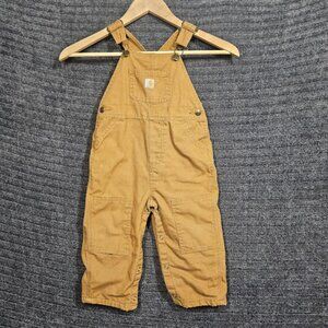 Carhartt Bib Overalls Baby Toddler 18M Months Brown Canvas Pockets Kid Vintage